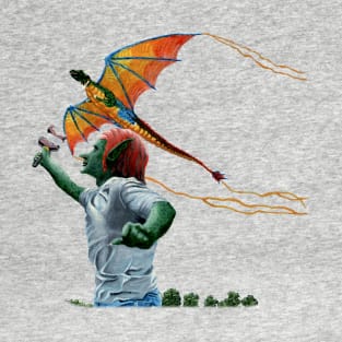 Goblin Flying Rainbow Dragon Kite Fantasy T-Shirt